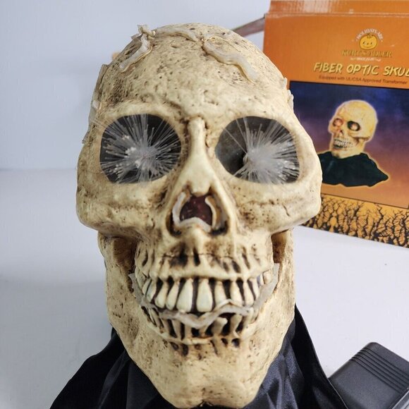 RARE VINTAGE KURT ADLER FIBER OPTIC SKULL CHANGES COLORS HALLOWEEN SKELETON HEAD - Picture 12 of 16